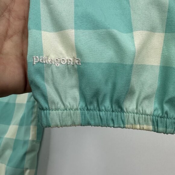 Patagonia Women's Nile Blue Plaid Sun‎ Windbreaker UPF 40 Jacket L/C43 - Picture 9 of 16